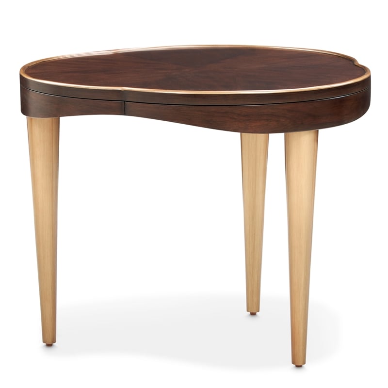 Michael Amini Camellia Field End Table in Warm Pecan