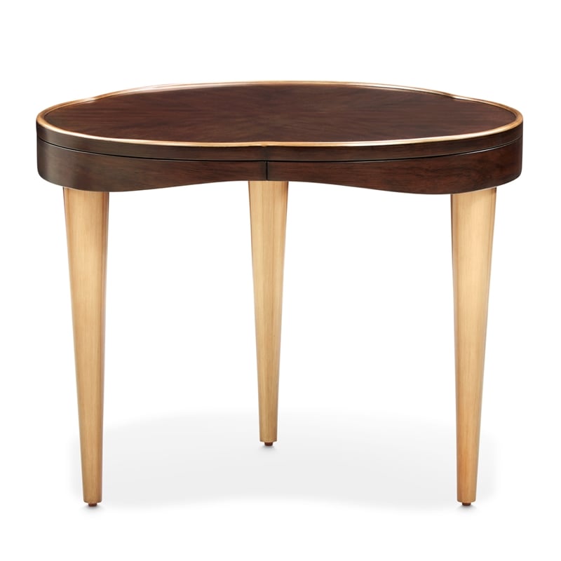 Michael Amini Camellia Field End Table in Warm Pecan