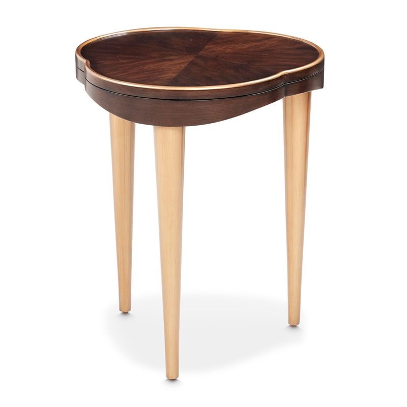 Michael Amini Camellia Field Chairside Table in Warm Pecan