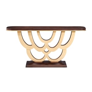 Michael Amini Camellia Field Console Table in Warm Pecan