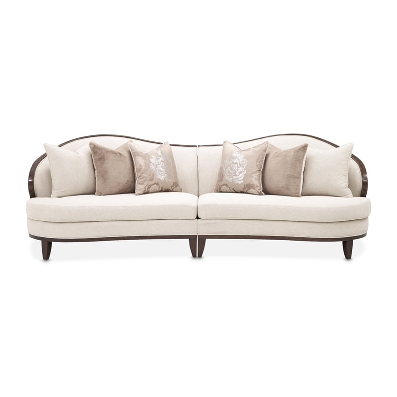 Michael Amini Camellia Field 2-Piece Chenille Sofa in Linen/Warm Pecan