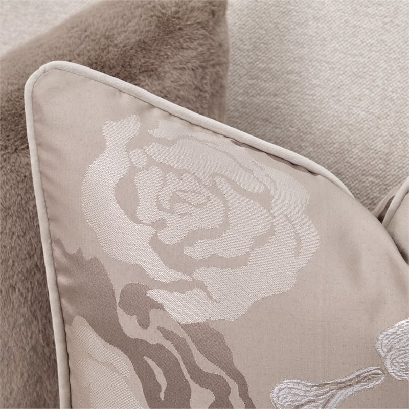 Michael Amini Camellia Field 2-Piece Chenille Sofa in Linen/Warm Pecan