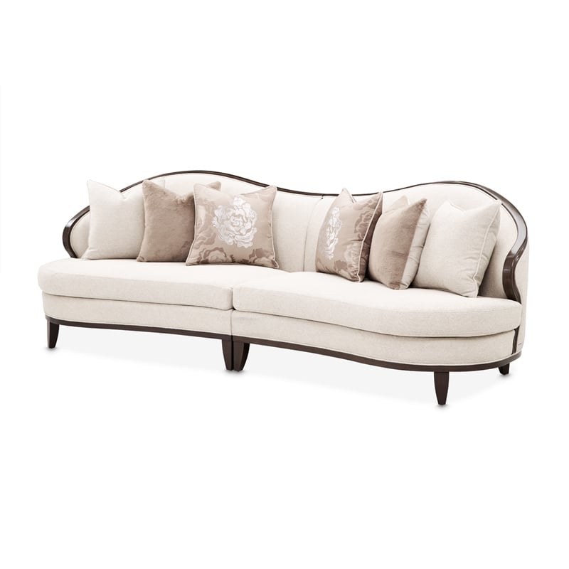 Michael Amini Camellia Field 2-Piece Chenille Sofa in Linen/Warm Pecan