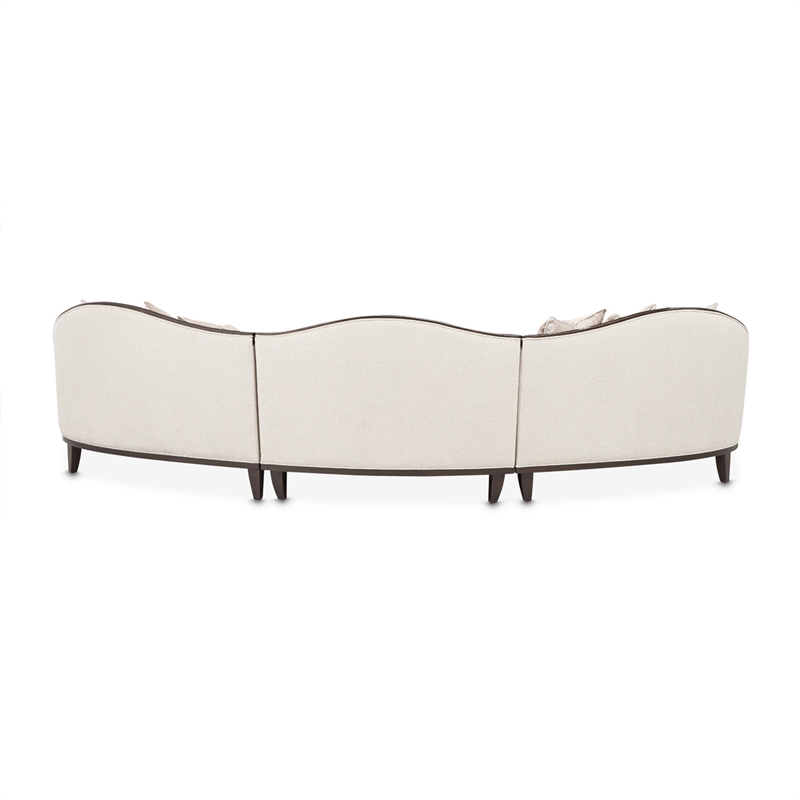 Michael Amini Camellia Field 3-Piece Chenille Sofa in Linen/Warm Pecan