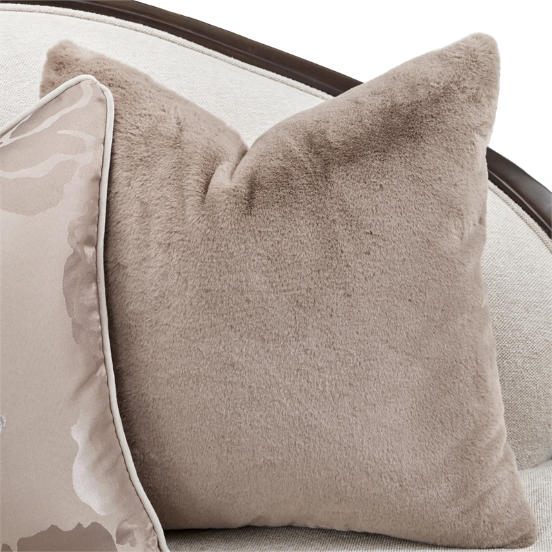 Michael Amini Camellia Field Chenille Sofa in Linen/Warm Pecan
