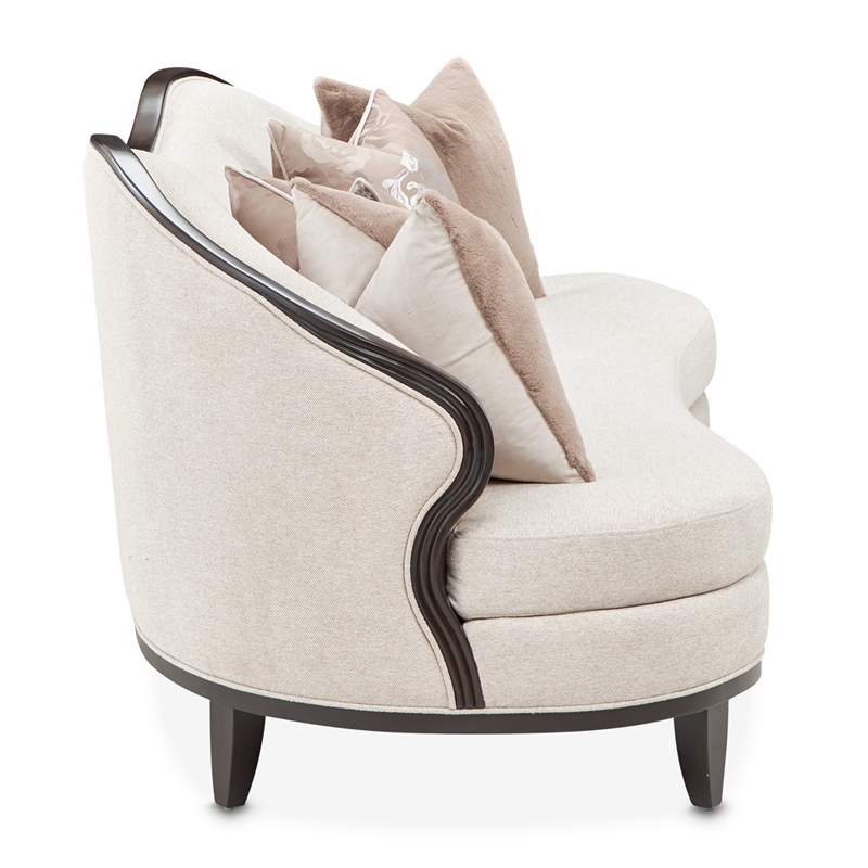 Michael Amini Camellia Field Chenille Sofa in Linen/Warm Pecan
