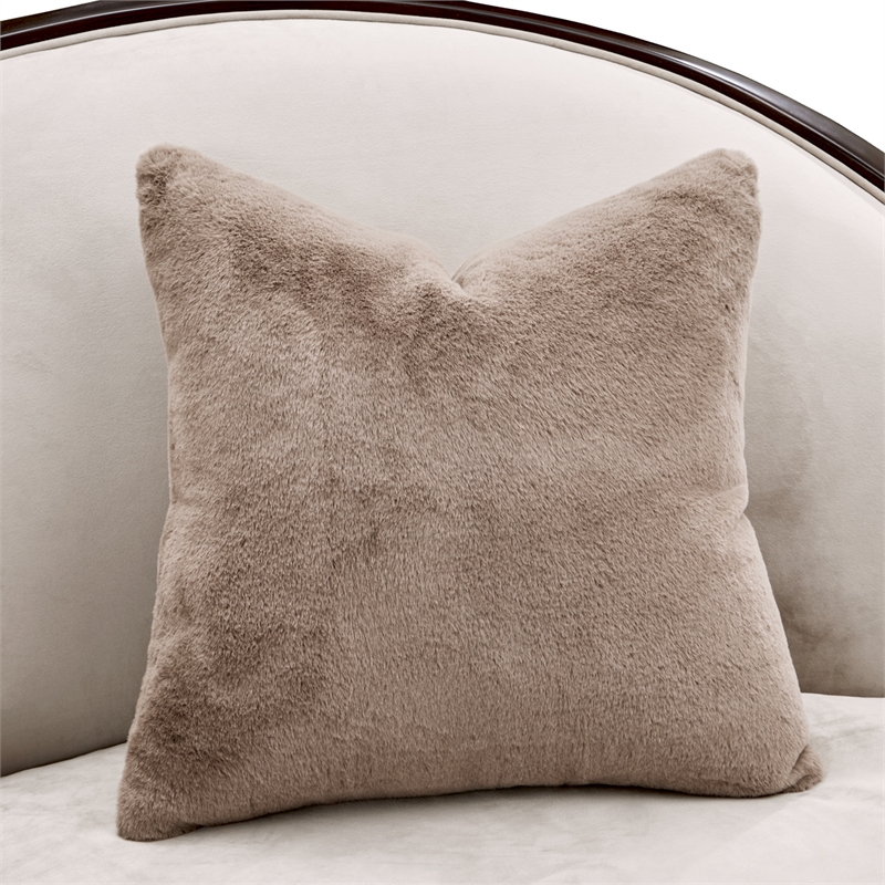 Michael Amini Camellia Field Asymmetrical Velvet Sofa in Porcini/Warm Pecan