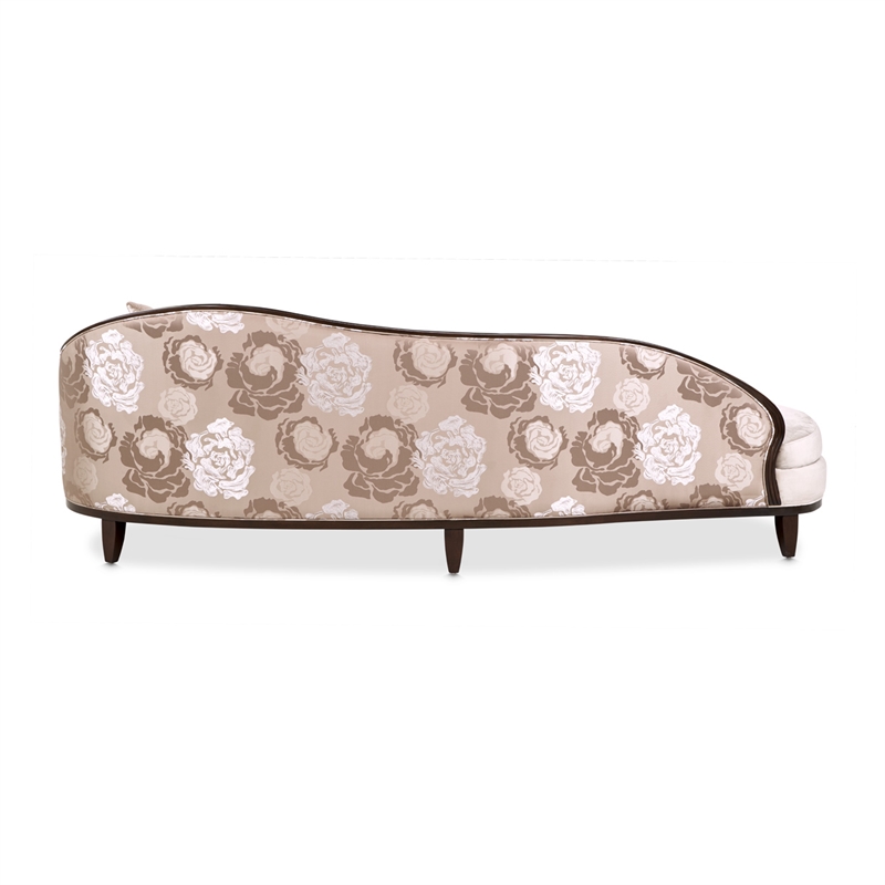 Michael Amini Camellia Field Asymmetrical Velvet Sofa in Porcini/Warm Pecan