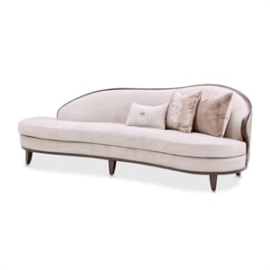 Michael Amini Camellia Field Asymmetrical Velvet Sofa in Porcini/Warm Pecan