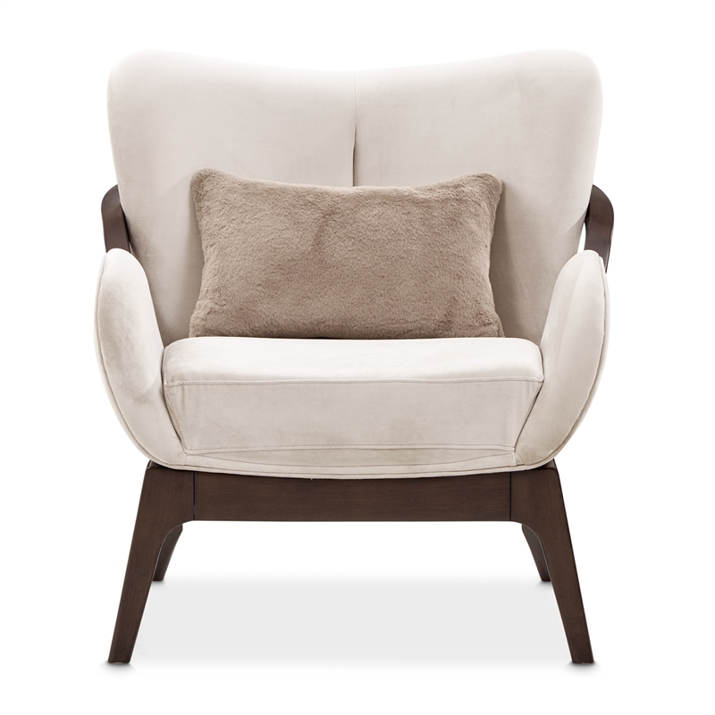 Michael Amini Camellia Field Velvet Accent Chair in Porcini/Warm Pecan