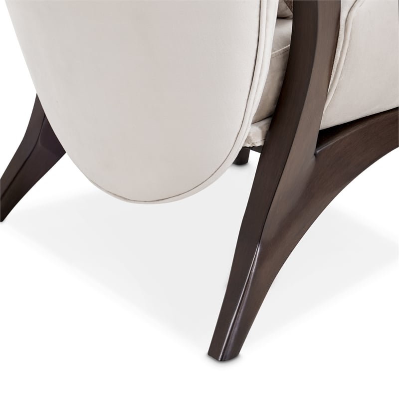 Michael Amini Camellia Field Velvet Accent Chair in Porcini/Warm Pecan