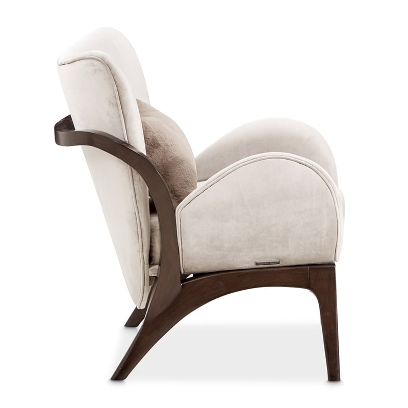 Michael Amini Camellia Field Velvet Accent Chair in Porcini/Warm Pecan