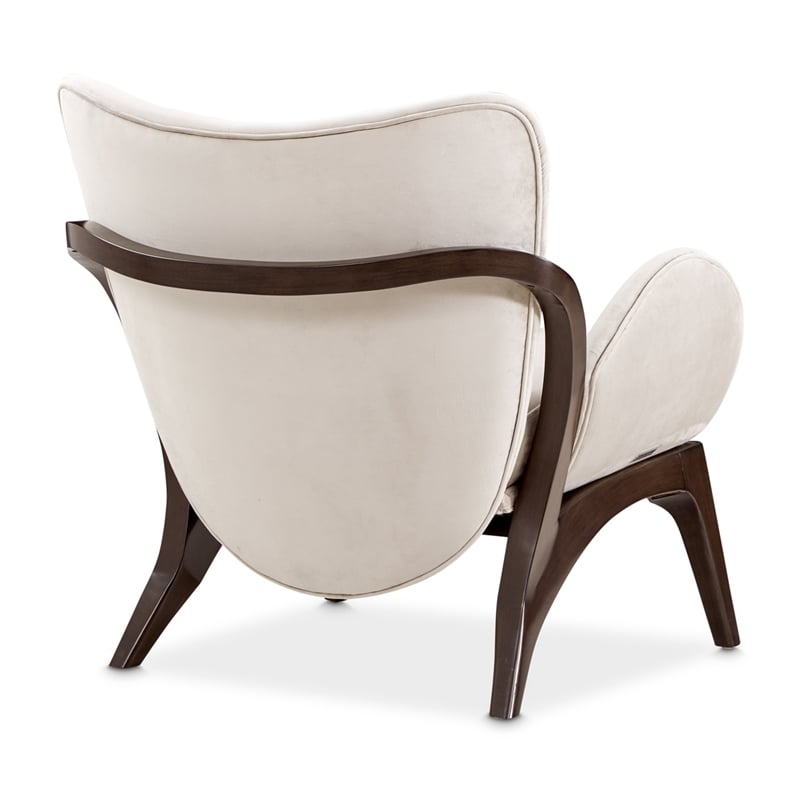 Michael Amini Camellia Field Velvet Accent Chair in Porcini/Warm Pecan