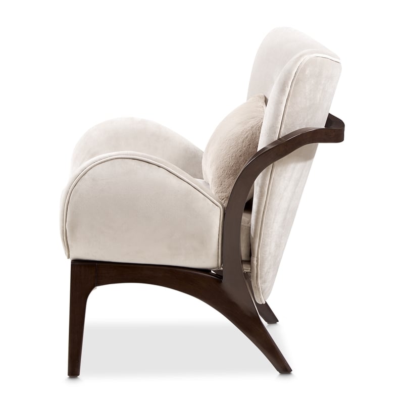 Michael Amini Camellia Field Velvet Accent Chair in Porcini/Warm Pecan