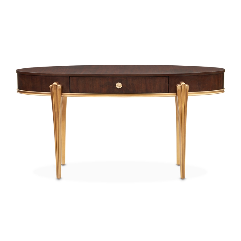 Michael Amini Camellia Field Vanity with Mirror in Warm Pecan