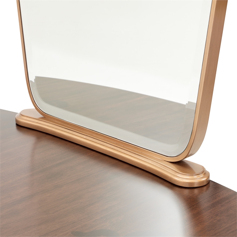 Michael Amini Camellia Field Vanity with Mirror in Warm Pecan