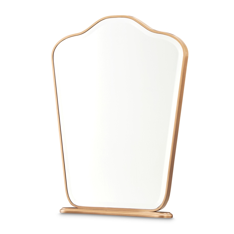 Michael Amini Camellia Field Vanity Set with Mirror & Chair in Warm Pecan