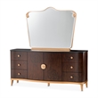 Michael Amini Camellia Field Dresser with Mirror in Warm Pecan