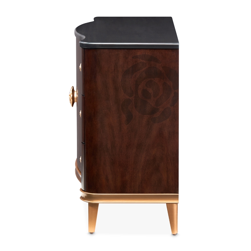 Michael Amini Camellia Field Dresser with Mirror in Warm Pecan
