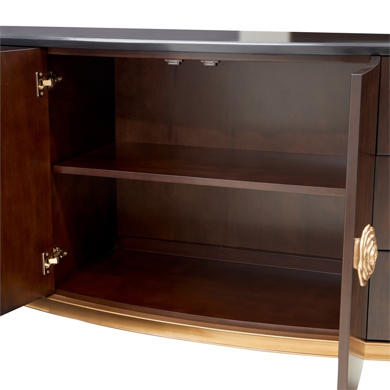 Michael Amini Camellia Field Dresser with Mirror in Warm Pecan
