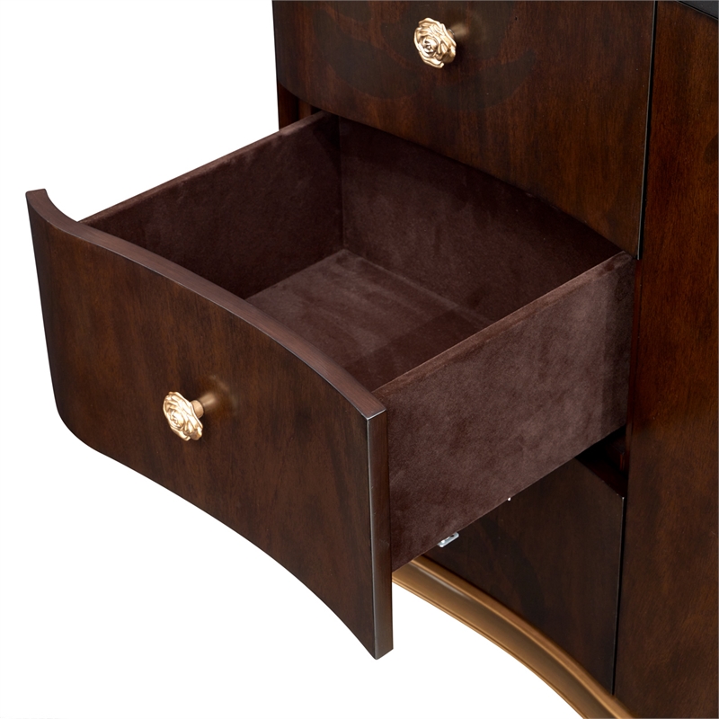 Michael Amini Camellia Field Dresser with Mirror in Warm Pecan