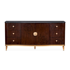 Michael Amini Camellia Field 6-Drawers 2-Shelves Dresser in Warm Pecan