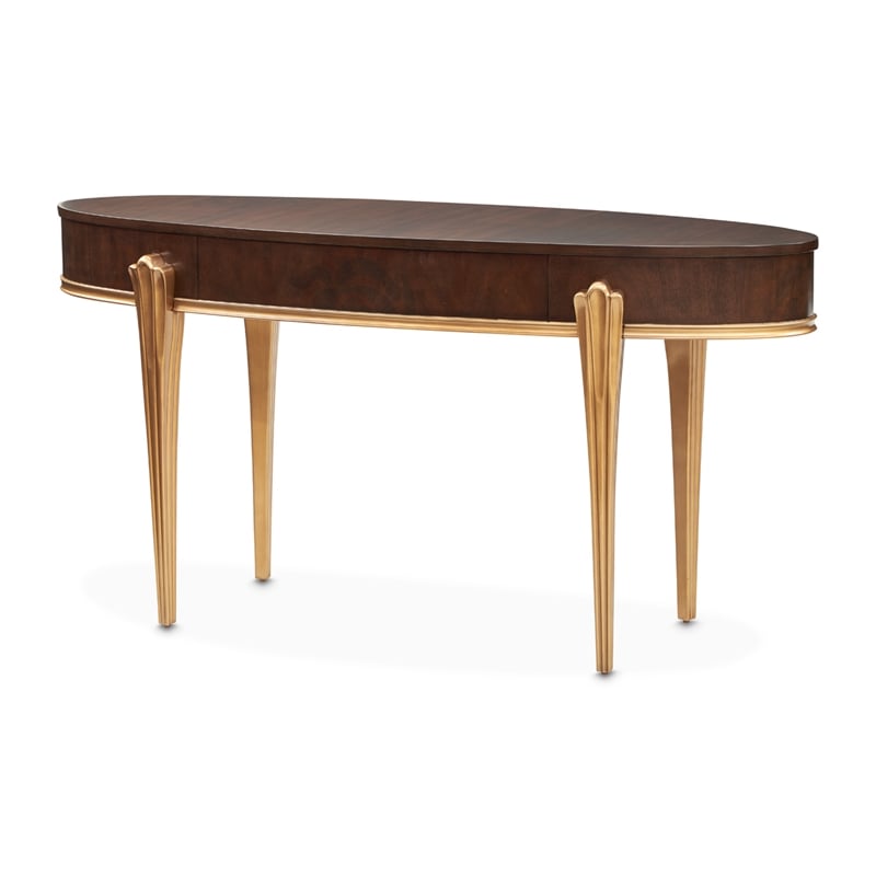 Michael Amini Camellia Field Vanity Desk in Warm Pecan