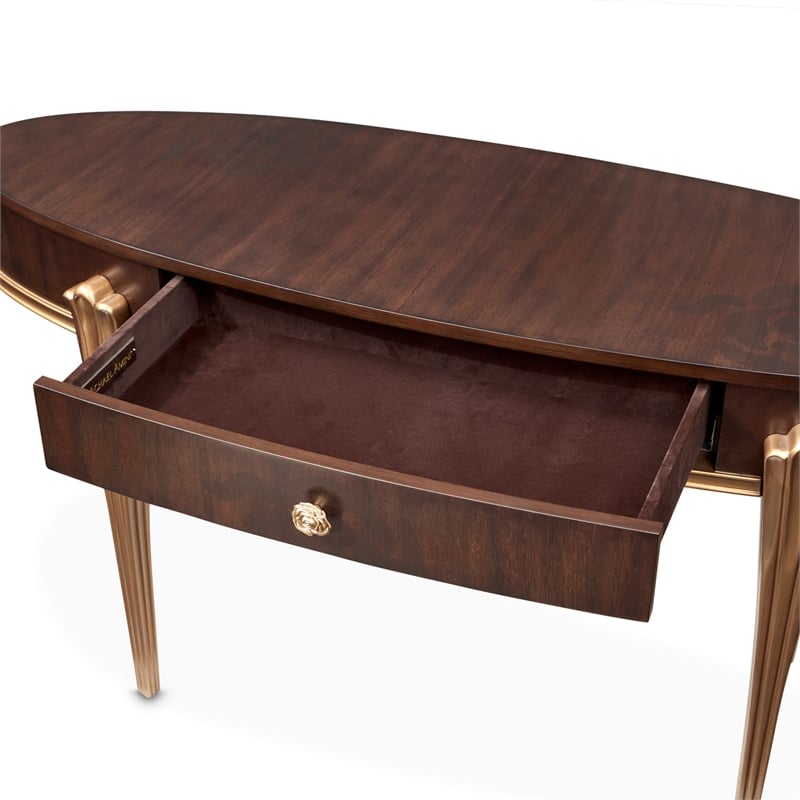 Michael Amini Camellia Field Vanity Desk in Warm Pecan