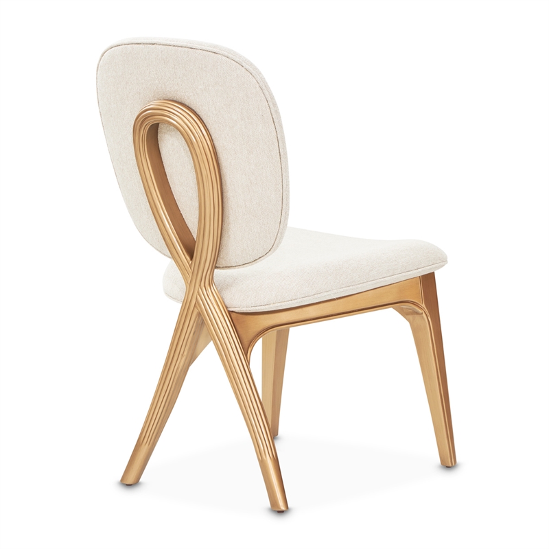 Michael Amini Camellia Field Chenille Vanity Chair in Linen/Antique Gold