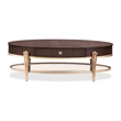 Michael Amini Camellia Field Oval Cocktail Table in Warm Pecan