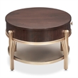 Michael Amini Camellia Field Oval Cocktail Table in Warm Pecan