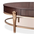 Michael Amini Camellia Field Oval Cocktail Table in Warm Pecan