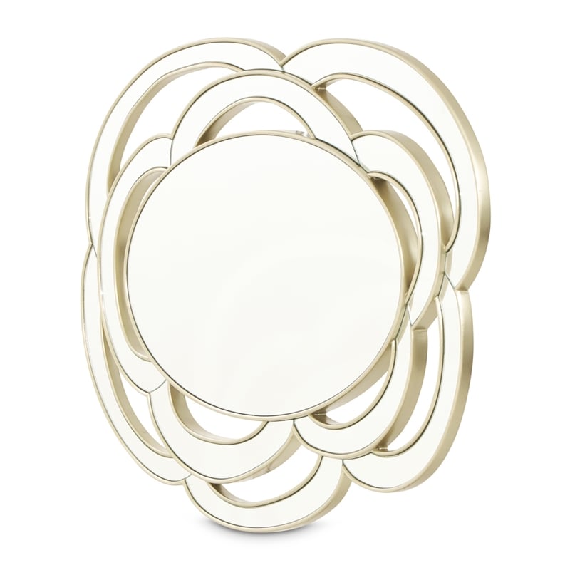 Camellia Field Wall Accent Mirror - Antique Gold