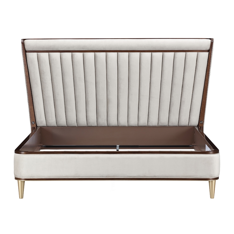 Houston Eastern King Channel Tufted Panel Bed - Porcini/Walnut