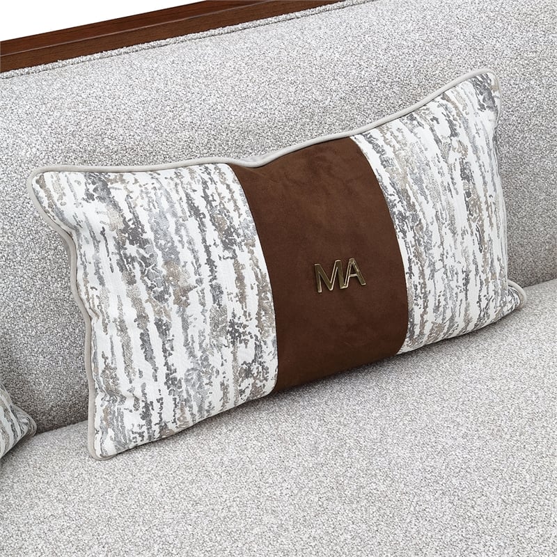 Houston Boucle Sofa - Pebble/Walnut