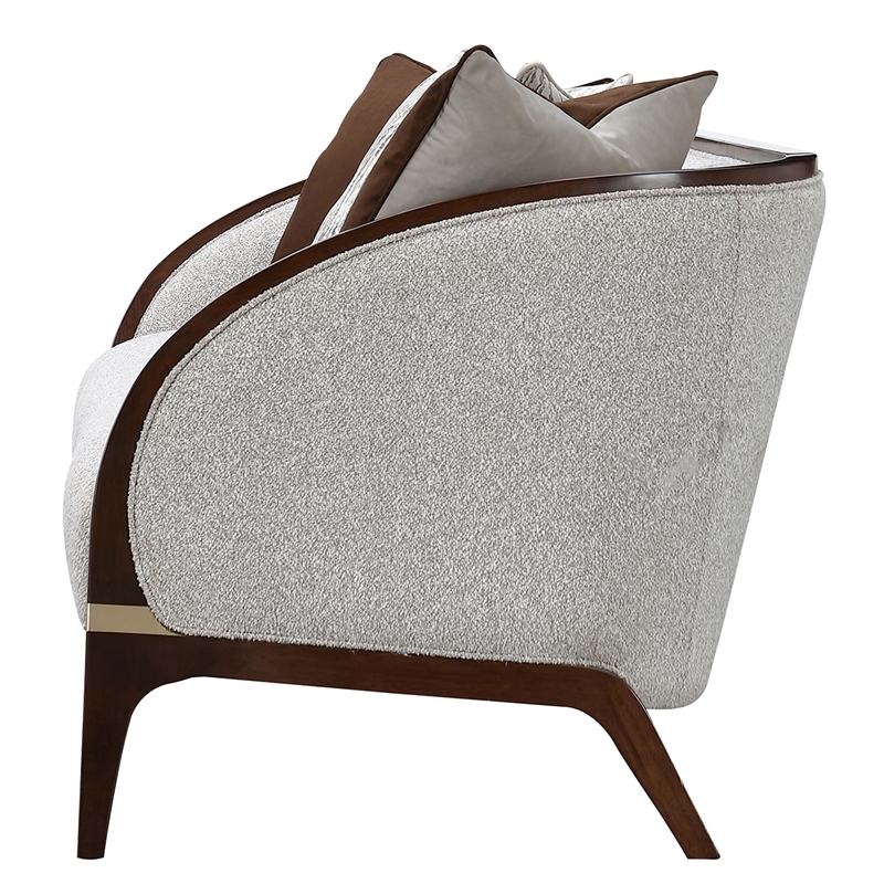 Houston Boucle Sofa - Pebble/Walnut