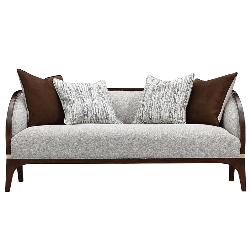 Houston Boucle Loveseat - Pebble/Walnut