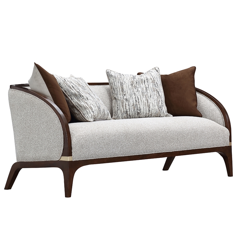 Houston Boucle Loveseat - Pebble/Walnut