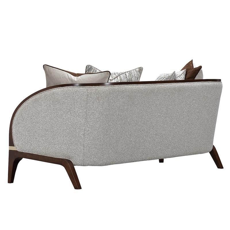 Houston Boucle Loveseat - Pebble/Walnut