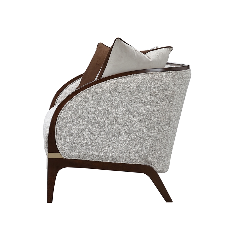 Houston Boucle Loveseat - Pebble/Walnut