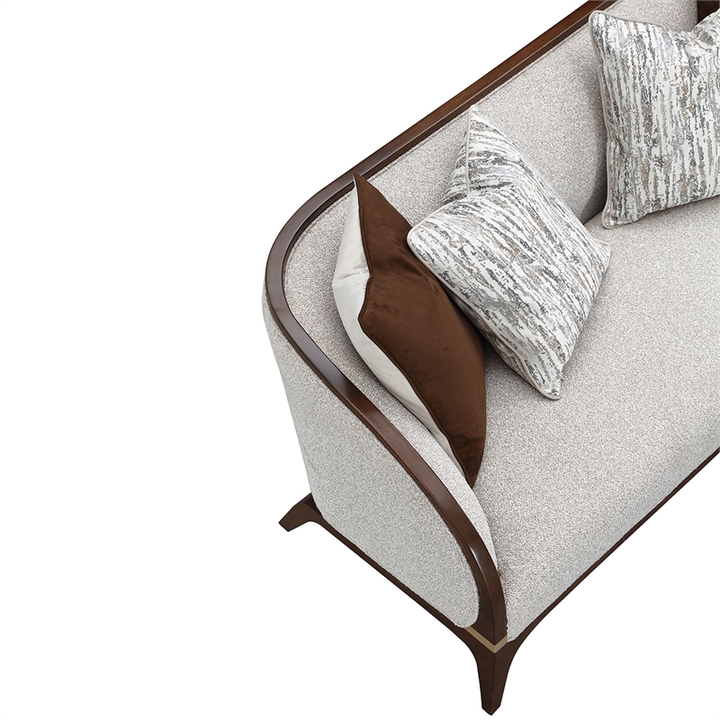 Houston Boucle Loveseat - Pebble/Walnut