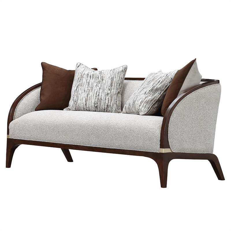 Houston Boucle Loveseat - Pebble/Walnut