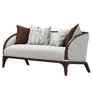 Houston Boucle Loveseat - Pebble/Walnut