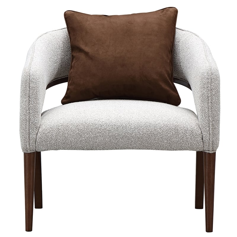 Houston Boucle Accent Chair - Pebble/Walnut