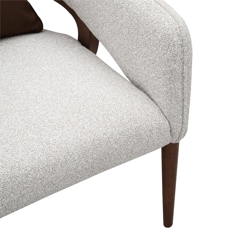 Houston Boucle Accent Chair - Pebble/Walnut