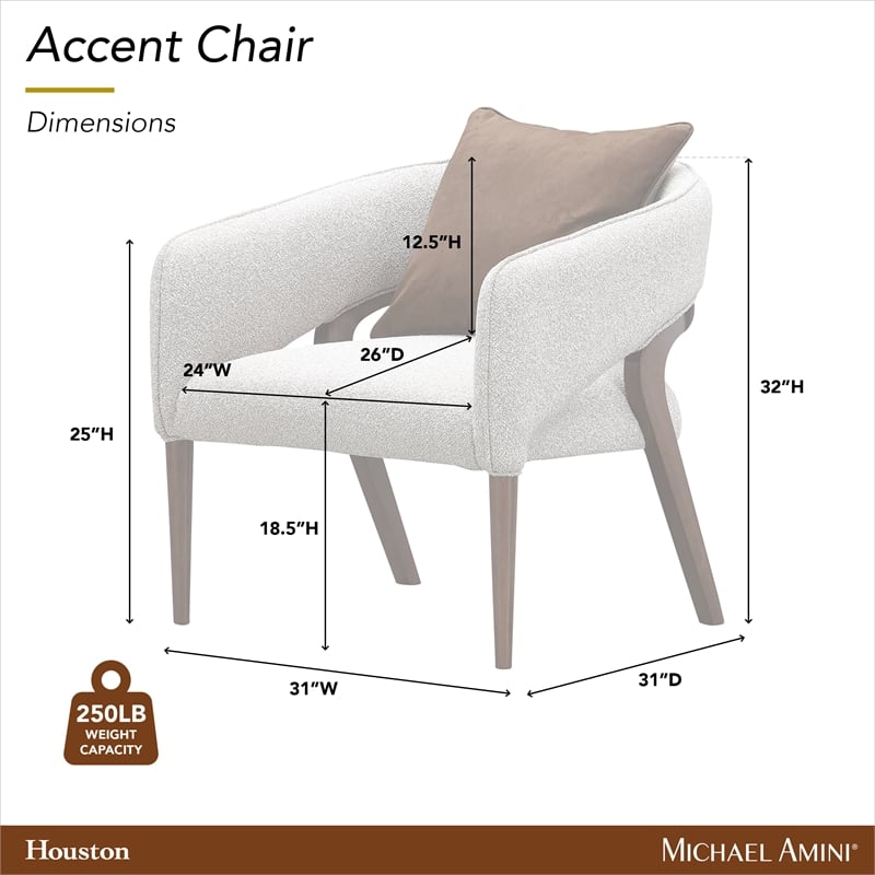 Houston Boucle Accent Chair - Pebble/Walnut