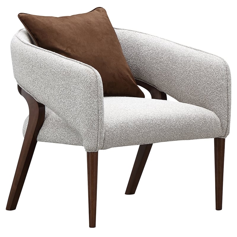 Houston Boucle Accent Chair - Pebble/Walnut