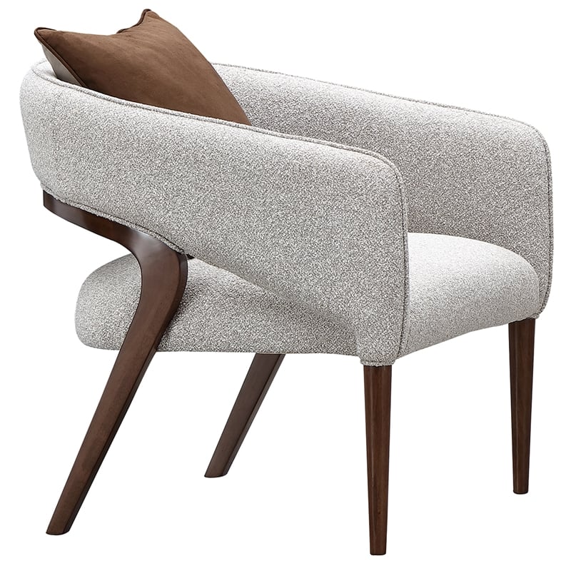 Houston Boucle Accent Chair - Pebble/Walnut