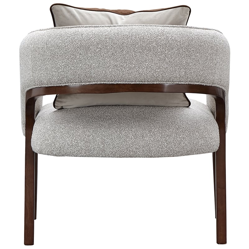 Houston Boucle Accent Chair - Pebble/Walnut