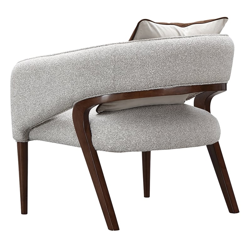 Houston Boucle Accent Chair - Pebble/Walnut